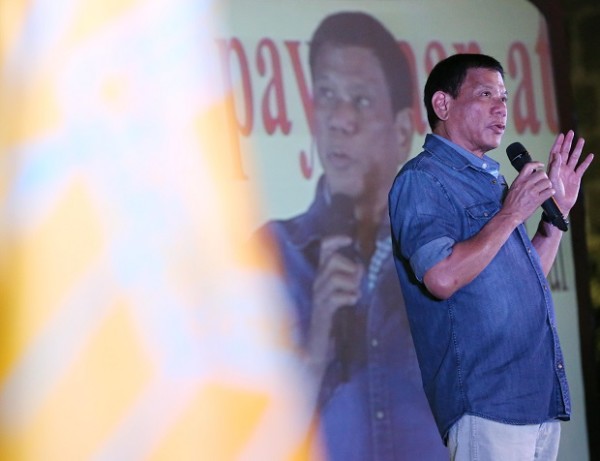 February 21, 2015 Davao Mayor Rodrigo Duterte  during the 33rd Anniversary of the PDP Laban where Duterte clarifies that he is not running for President. INQURER/ MARIANNE BERMUDEZ