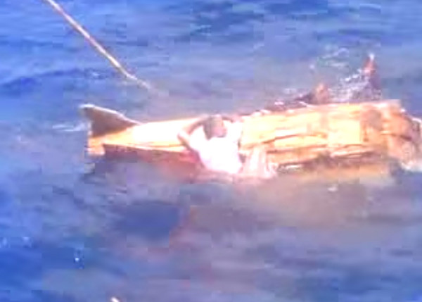 Image from footage of murder at sea, found on a cellphone camera in Fiji.