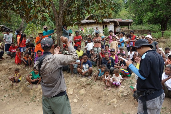 Preda community workers with indigenous people 