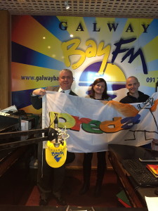 Keith Finnegan, Galway Bay FM with Orla Fitzpatrick, Head of Business and Marketing at Galway Community College with Philip Cribbin, PREDA Ireland Chairman launching PREDA's Freedom Day
