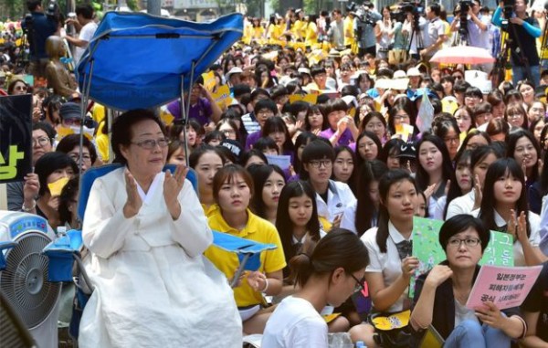 South Korean activists for comfort women have been holding weekly demonstrations outside the Japanese embassy in Seoul