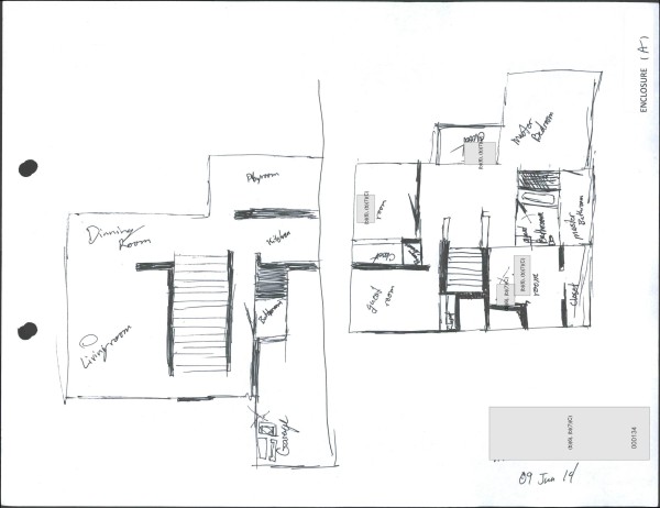 This diagram taken from U.S. Naval Criminal Investigative Service report, is of a drawing by Cpl. Aaron C. Masa during his interrogation showing the floor plan of the home, using X’s and O’s to show where the abuse occurred. A military judge convicted Masa of sexual abuse of a child and production of child pornography, according to court records and other documents detailing the case. Under the terms of a pretrial agreement, he agreed to plead guilty and received 30 years in prison. (U.S. Naval Criminal Investigative Service via AP)