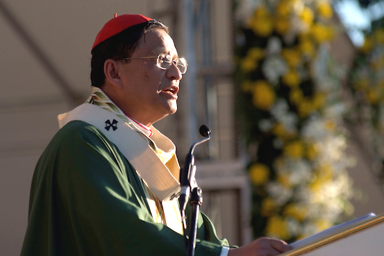 Cardinal Charles Maung Bo, of Myanmar, papal legate to the IEC 2016, delvers the homily at the openiing mass of the IEC 2016 at the Plaza Independencia in Cebu City, Jan. 24, 2016.