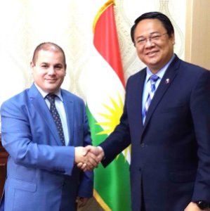 Philippine Embassy Chargè d’Affaires Elmer G. Cato meets with Director General Sami Jalal Hussein, head of the newly created High Committee to Combat Human Trafficking in Erbil, to discuss issues involving Filipino workers in the region. (PHILIPINE EMBASSY/JEROME FRIAZ