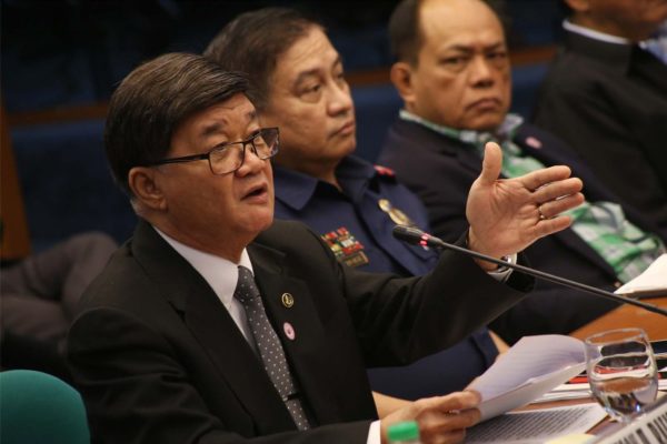 Justice Secretary Vitaliano Aguirre testifies at the Senate hearing on Tuesday (January 31) at the Senate Building in Pasay City. PNA/Avito C. Dalan