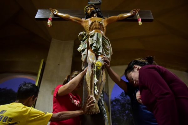 At Manila’s National Shrine of Our Mother of Perpetual Help, also known as the Redemptorist Church or Baclaran Church, devotees have long sought help in their troubles. The church speaks out strongly against extrajudicial killings. (Jes Aznar/For The Washington Post)