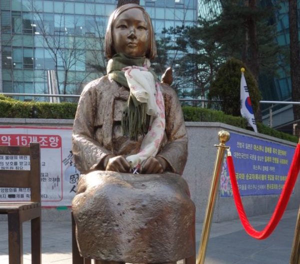 The statue of a Comfort Woman stands as a constant sign of protest