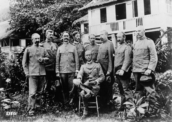 U.S. General John Pershing with a group of officers at Zamboanga, Mindanao.