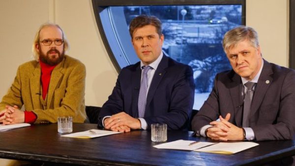 Bright Future - led by Ottarr Proppe (left) - has now exited its nine-month coalition with Prime Minister Bjarni Benediktsson's Independence Party and Benedikt Johannesson's Reform party
