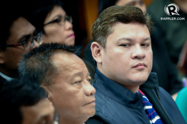 Davao City Vice Mayor Paolo Duterte and President Duterte's son-in-law Atty. Mans Carpio attend the Senate hearing on the P6.4B BOC shabu smuggling on September 7, 2017. Photo by Photo by LeAnne Jazul/Rappler